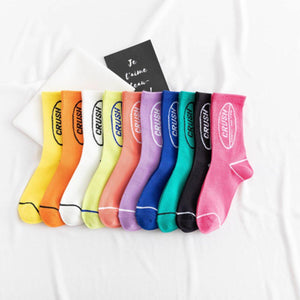 Crush Print Vibrant Color Cotton Crew Socks - MoSocks