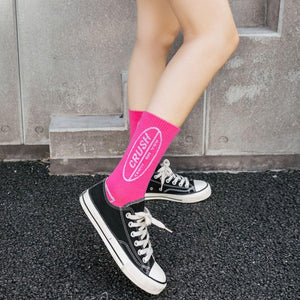 Crush Print Vibrant Color Cotton Crew Socks - MoSocks