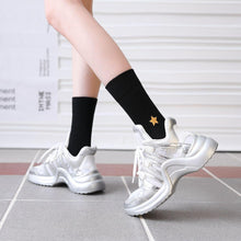 Load image into Gallery viewer, 6 Pair Moon Star Sun Embroidery Cotton Crew Socks - MoSocks

