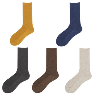 Rigged Various Solid Color Cotton Blend Warm Crew Socks - MoSocks