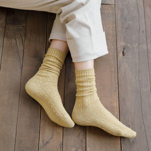 Solid Color Twist Angora Blend Thin Crew Socks - MoSocks