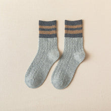 Load image into Gallery viewer, 2 Stripe Cotton Blend Stylish Warm Comfy Boot Socks - MoSocks

