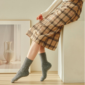 Super Warm Cozy Twist Lamb Wool Blend Basic Color Socks - MoSocks