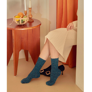 Super Warm Cozy Glitter Lamb Wool Blend Basic Color Socks - MoSocks