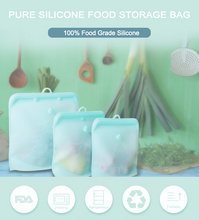 Load image into Gallery viewer, 3 pack Bundle Food Grade Fresh Preservation Zip Lock Reusable Sealer Ziplock Silicone Food Storage Bag - MoSocks
