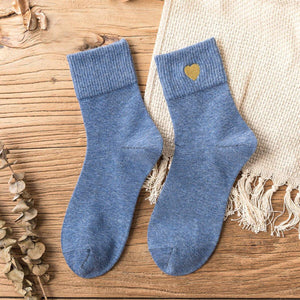 Love Embroidery Comfortable Warm Crew Socks - Fall/Winter - MoSocks