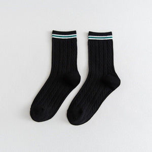5 Pair Stripe Twist Cotton Blend Crew Socks - MoSocks