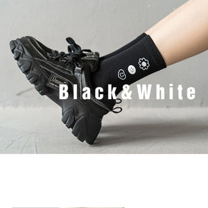 6 Pair Letter Print Simple Stylish Cotton Blend Crew Socks - MoSocks