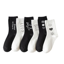 Load image into Gallery viewer, 6 Pair Letter Print Simple Stylish Cotton Blend Crew Socks - MoSocks

