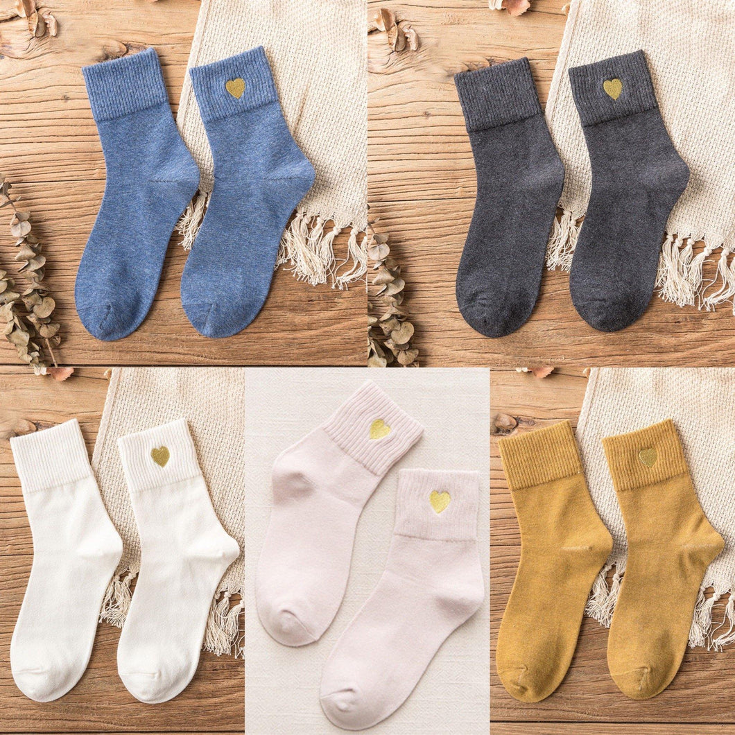 Love Embroidery Comfortable Warm Crew Socks - Fall/Winter - MoSocks