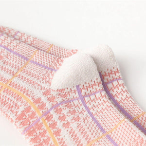 5 Pair Pink Theme Warm Cotton Blend Crew Socks - MoSocks