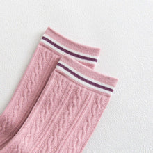 Load image into Gallery viewer, 5 Pair Stripe Twist Cotton Blend Crew Socks - MoSocks
