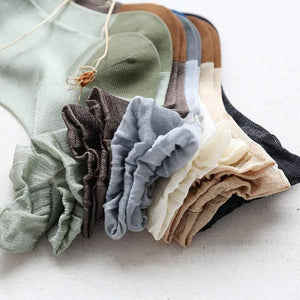 6 Pair Patchwork Transparent Cotton Crew Socks - MoSocks