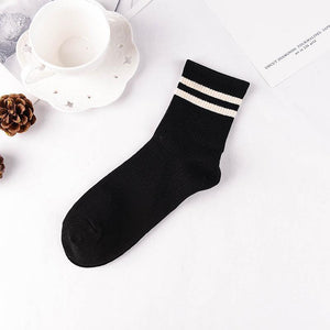 6 Pair Stripe Stylish Cotton Blend Crew Socks - MoSocks