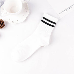 6 Pair Stripe Stylish Cotton Blend Crew Socks - MoSocks