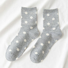 Load image into Gallery viewer, 5 Pair White Polka Dot Cotton Blend Crew Socks - MoSocks
