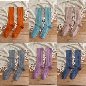 Solid Color Twist Angora Blend Thin Crew Socks - MoSocks