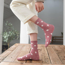 Load image into Gallery viewer, 5 Pair White Polka Dot Cotton Blend Crew Socks - MoSocks
