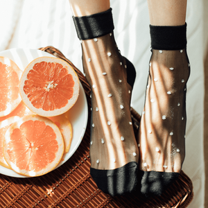 Transparent Patchwork Cotton Blend Crew Socks - MoSocks