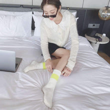 Load image into Gallery viewer, 6 Pair Neon Stripe Athletic Cotton Crew Socks - MoSocks
