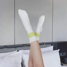 Load image into Gallery viewer, 6 Pair Neon Stripe Athletic Cotton Crew Socks - MoSocks
