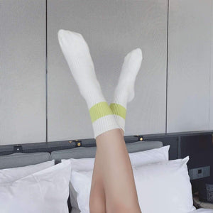 6 Pair Neon Stripe Athletic Cotton Crew Socks - MoSocks