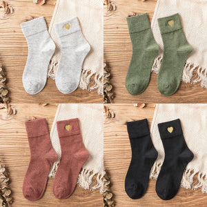 Love Embroidery Comfortable Warm Crew Socks - Fall/Winter - MoSocks