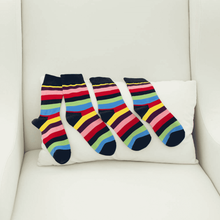 Load image into Gallery viewer, 3 Pair Rainbow Stripe Cotton Blend Crew Socks - MoSocks
