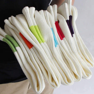 6 Pair Neon Stripe Athletic Cotton Crew Socks - MoSocks