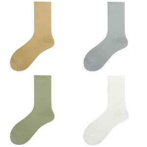 Pastel Solid Color Cotton Blend Crew Socks - MoSocks