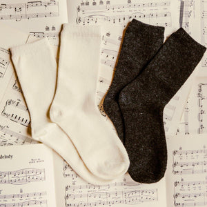 7 Pair Basic Solid Lamb Wool Blend Crew Socks - MoSocks