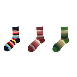 3 Pair Rainbow Stripe Cotton Blend Crew Socks - MoSocks