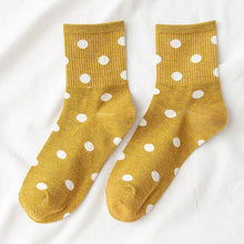 Load image into Gallery viewer, 5 Pair White Polka Dot Cotton Blend Crew Socks - MoSocks
