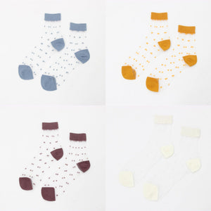 Transparent Patchwork Cotton Blend Crew Socks - MoSocks