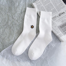 Load image into Gallery viewer, 6 Pair Moon Star Sun Embroidery Cotton Crew Socks - MoSocks
