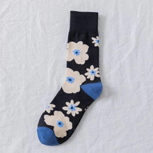 Load image into Gallery viewer, 3 Pair Flower Print Stylish Cotton Blend Crew Socks - MoSocks
