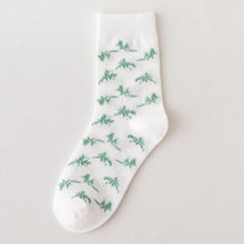 Load image into Gallery viewer, 5 Pair Green Forest Theme Cotton Blend Crew Socks - MoSocks
