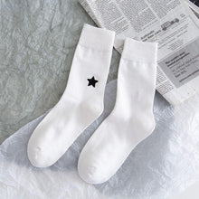 Load image into Gallery viewer, 6 Pair Moon Star Sun Embroidery Cotton Crew Socks - MoSocks
