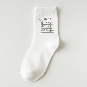 6 Pair Letter Print Simple Stylish Cotton Blend Crew Socks - MoSocks