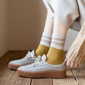 2 Stripe Cotton Blend Stylish Warm Comfy Boot Socks - MoSocks