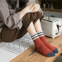 Load image into Gallery viewer, 5 Pair Two Stripe Patchwork Wool Warm Soft Comfy Boot Socks - MoSocks
