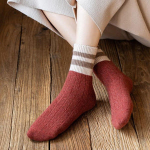 2 Stripe Cotton Blend Stylish Warm Comfy Boot Socks - MoSocks