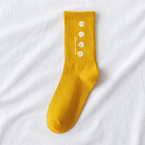 Daisy Print Cotton Blend Comfy Crew Socks - MoSocks