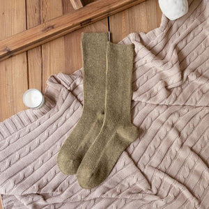 Mid Calf Thermal Solid Color Wool Blend Crew Socks - MoSocks