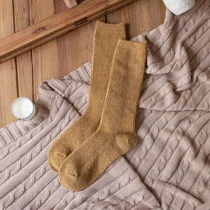 Mid Calf Thermal Solid Color Wool Blend Crew Socks - MoSocks