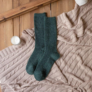 Mid Calf Thermal Solid Color Wool Blend Crew Socks - MoSocks