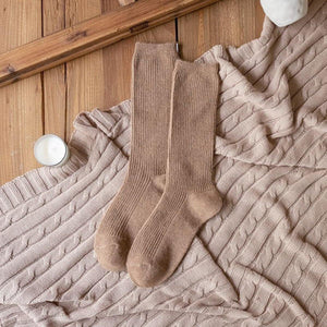 Mid Calf Thermal Solid Color Wool Blend Crew Socks - MoSocks
