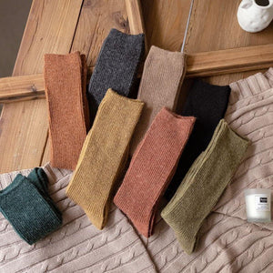 Mid Calf Thermal Solid Color Wool Blend Crew Socks - MoSocks