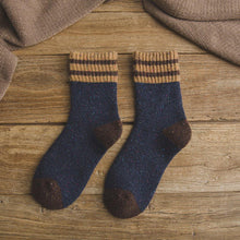Load image into Gallery viewer, 5 Pair Two Stripe Patchwork Wool Warm Soft Comfy Boot Socks - MoSocks
