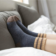 Load image into Gallery viewer, 5 Pair Two Stripe Patchwork Wool Warm Soft Comfy Boot Socks - MoSocks
